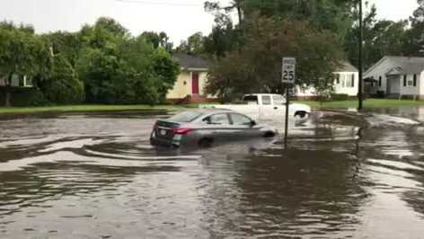 Heavy rains bring flooded streets in Savannah