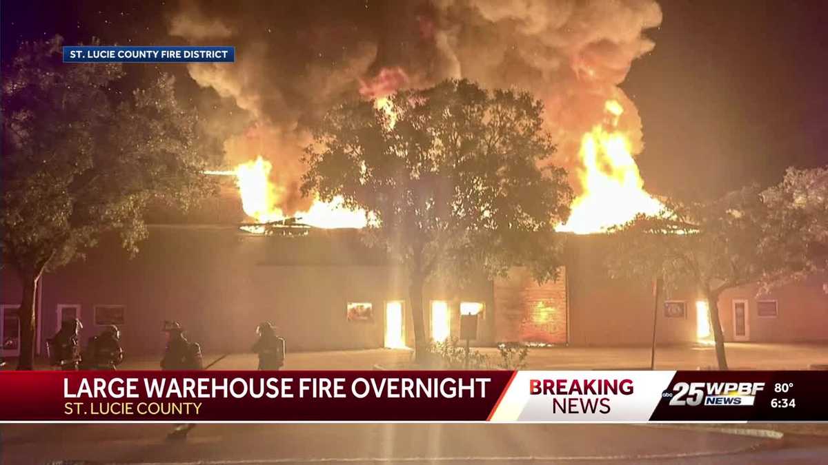 Crews battle intense flames at St. Lucie County warehouse
