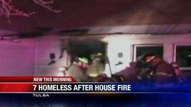 7 homeless after house catches fire