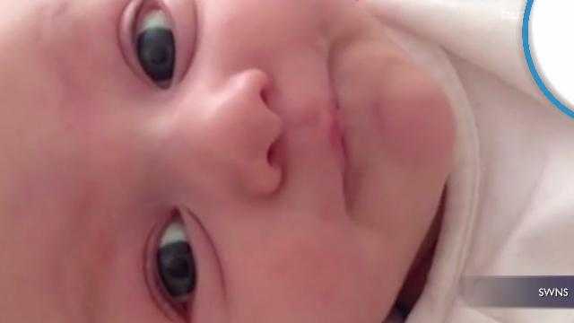 Incredible Moment This Seven Week Old Baby Says Hello
