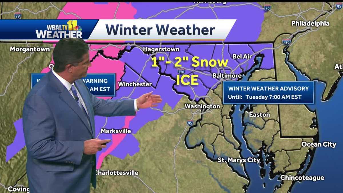 Snow, freezing rain expected Monday night into Tuesday