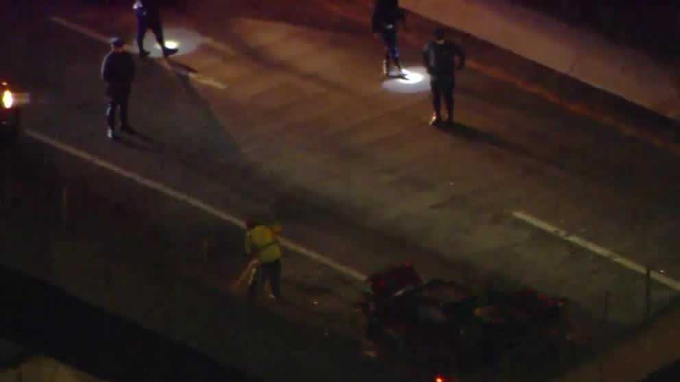 Car goes airborne on I93, lands on highway ramp