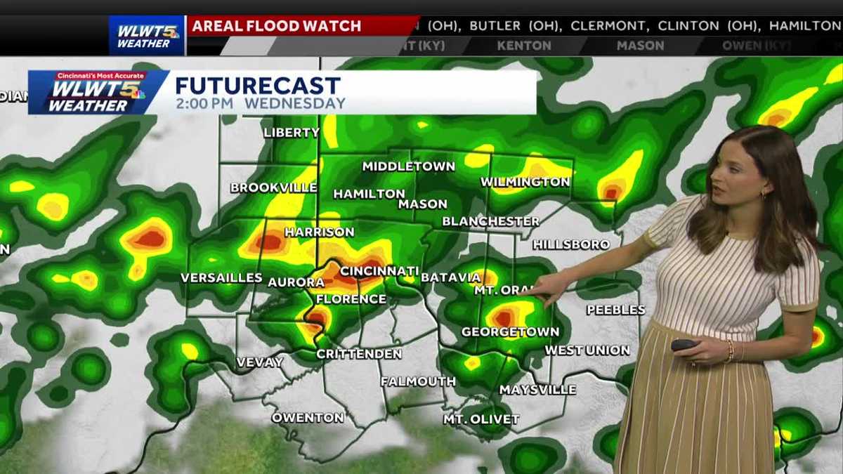 Flood Downpours, storms arrive in Cincinnati Wednesday