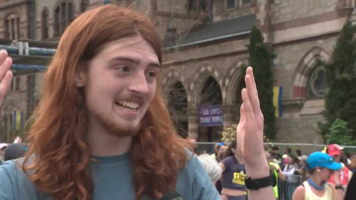 Jason Menard man emotional after finishing Boston Marathon