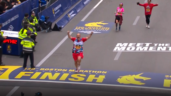 WCVB's A.J. Burnett crosses Boston Marathon finish line