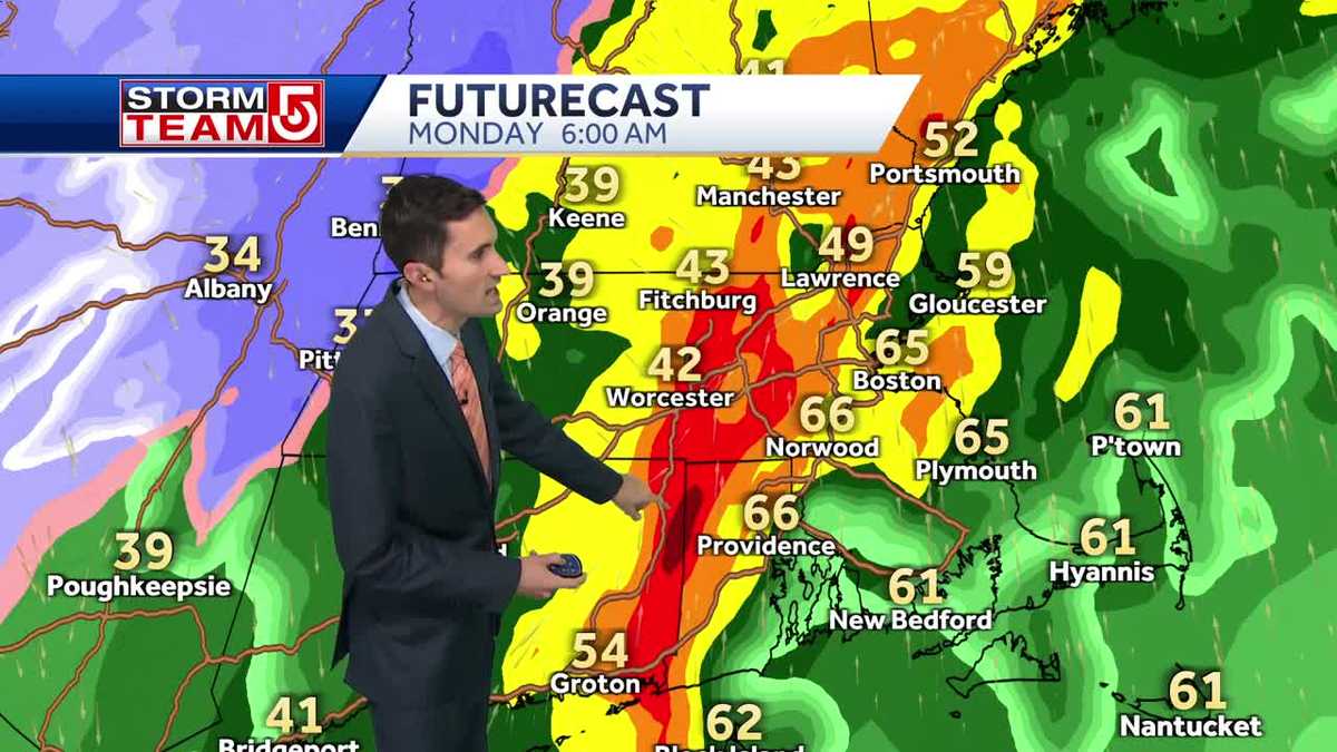 Video: Heavy rain, gusty winds in Mass. from weekend storm