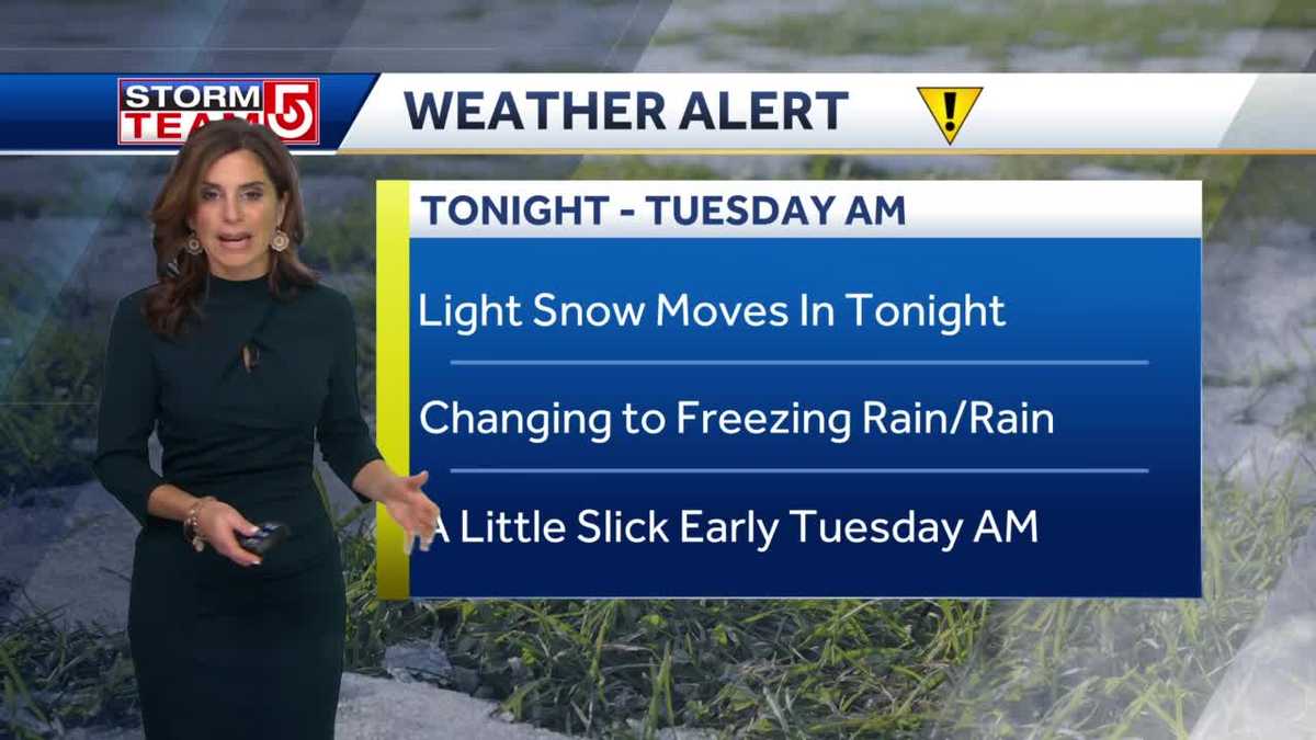 Video: Light snow changes to freezing rain overnight