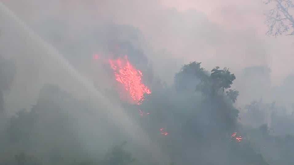 Reignited brush fire shuts down roads in Florida