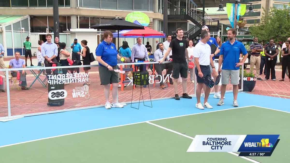 Popup pickleball courts bring excitement to Baltimore's Inner Harbor