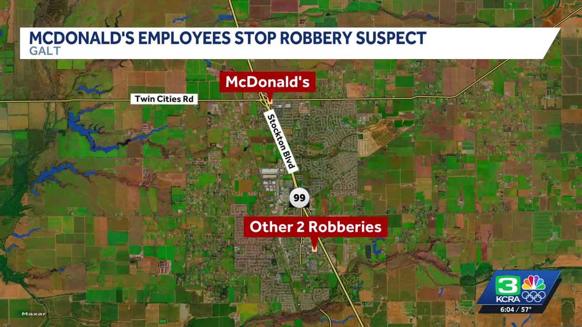 Man accused of robbing several Galt fast-food restaurants before stopped by McDonald's workers
