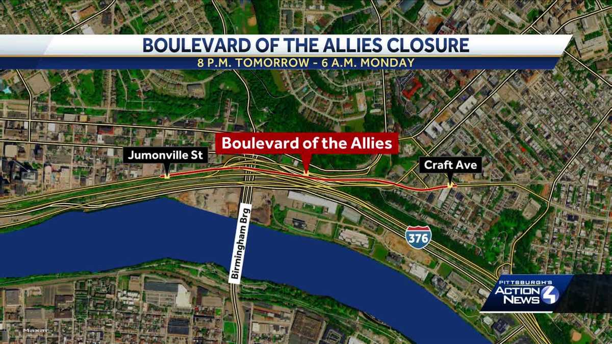 Boulevard of the Allies weekend closure in Pittsburgh