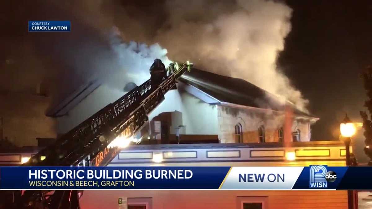 Auto body shop burning near downtown Grafton