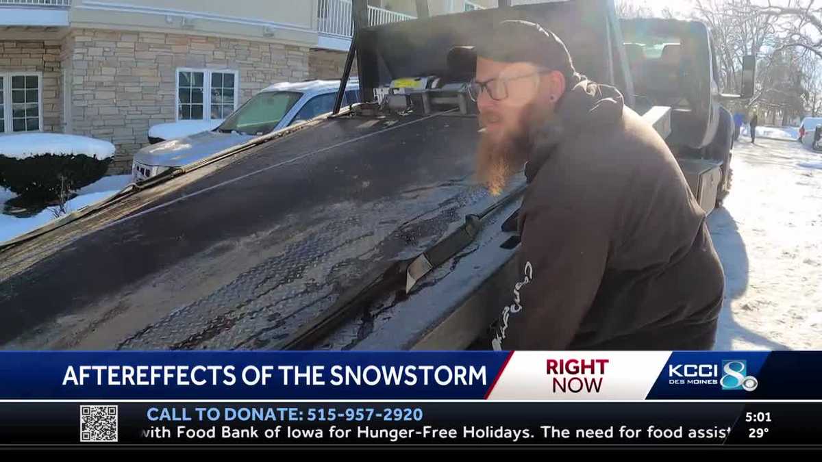 Cleanup continues for towing crews after major Iowa snowstorm