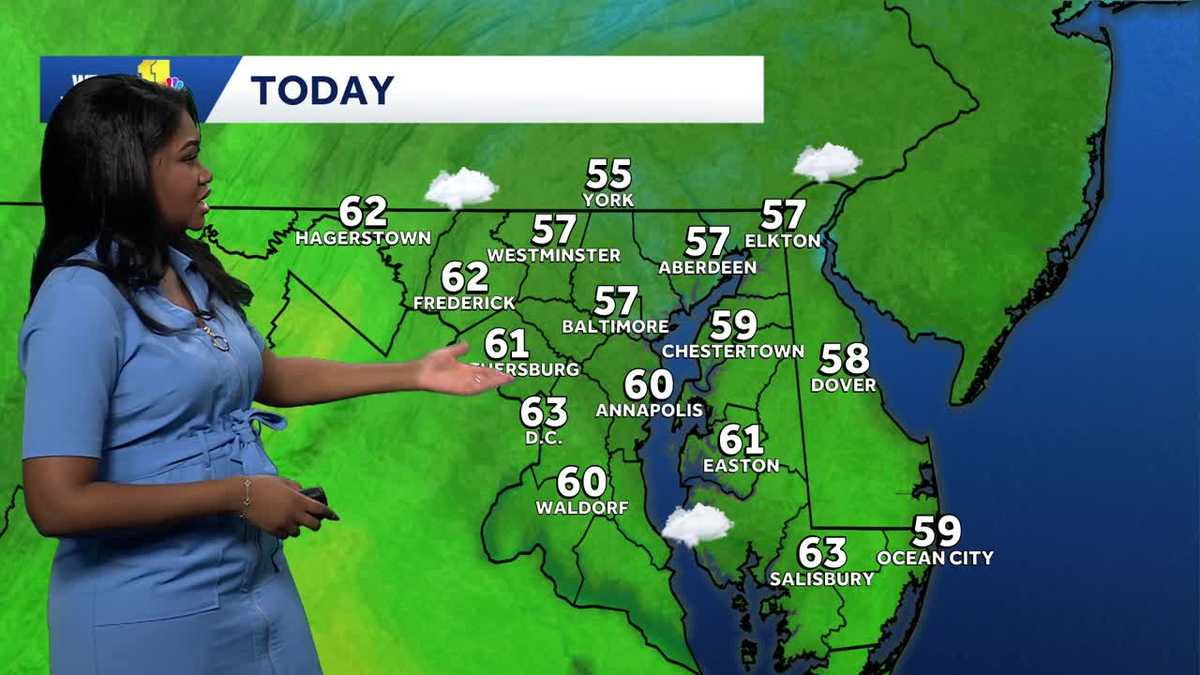 More clouds than sun today before rain later for Maryland