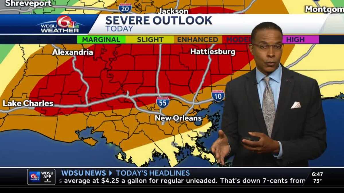 An enhanced or moderate risk of severe weather today