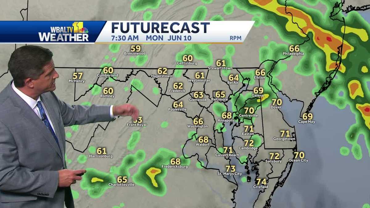 Scattered showers, storms Monday afternoon