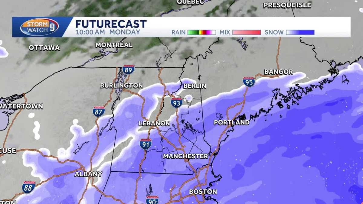 Updated hour-by-hour timeline for Monday's nor'easter