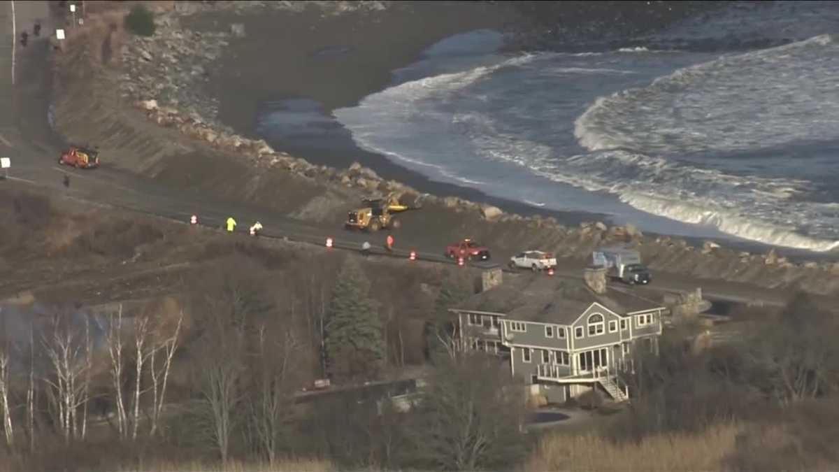 Video: Crews repair barriers along NH coast after winter storm