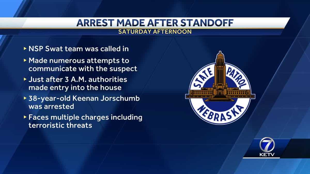Nebraska State Patrol SWAT teams arrests a man following a standoff