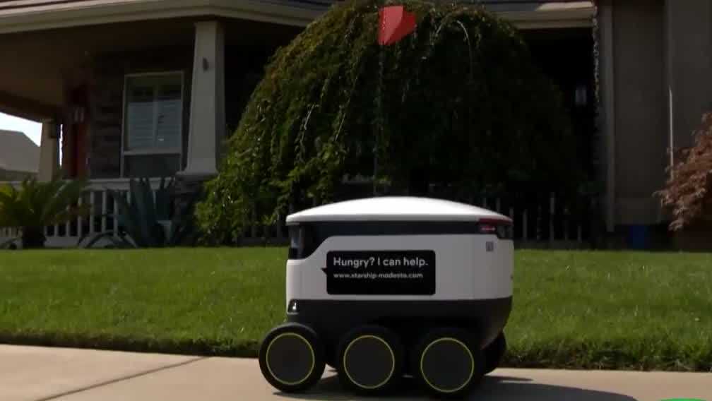 Food delivery robots unveiled in Modesto neighborhood