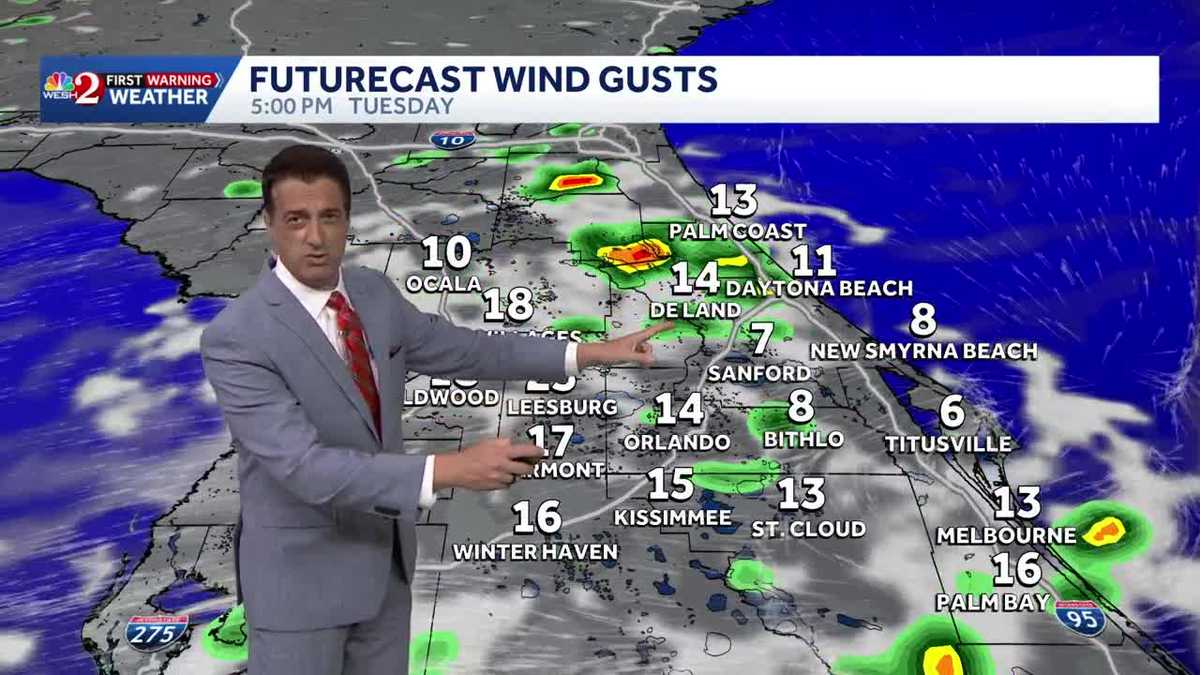 Slightly lower rainfall chances Tuesday & Wednesday. 7/27/2026