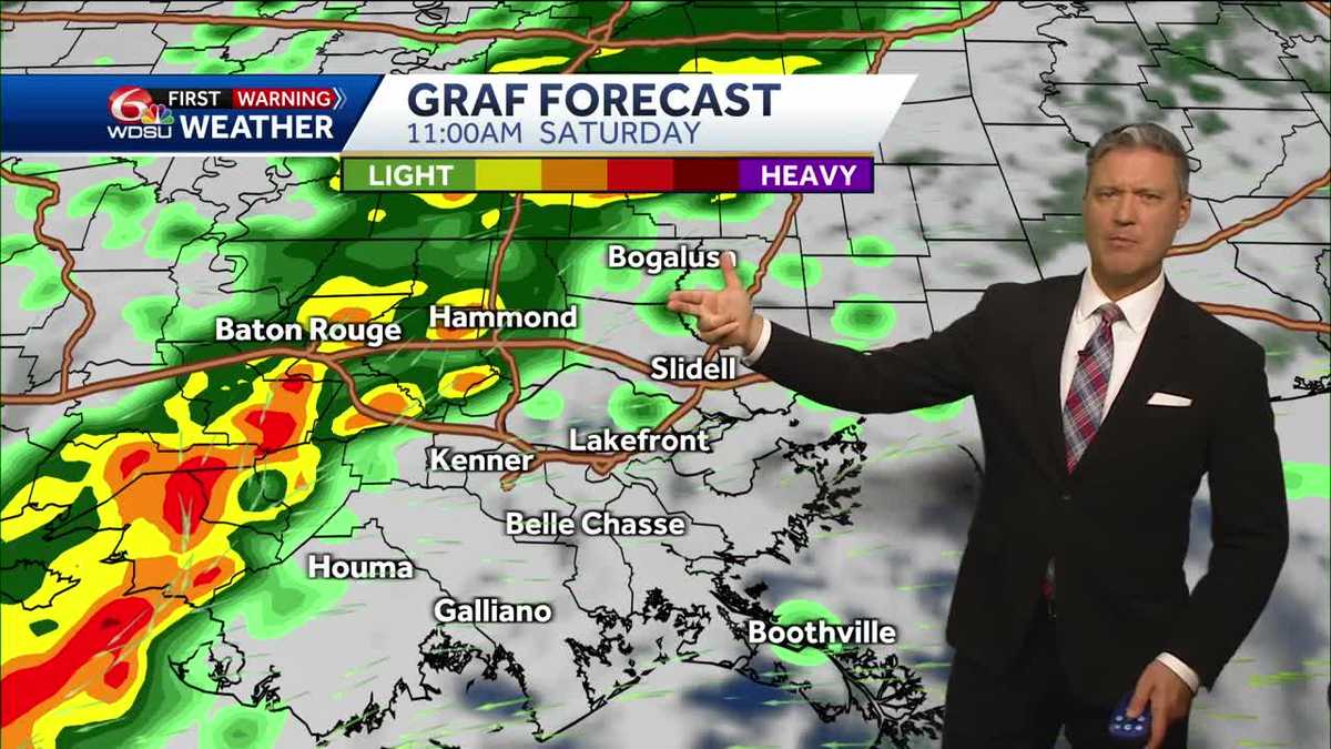 New Orleans forecast rain chances Saturday high temp low temp