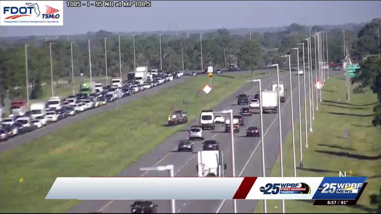 Wood spill causes delays for hours on I-95 in Martin County Tuesday morning