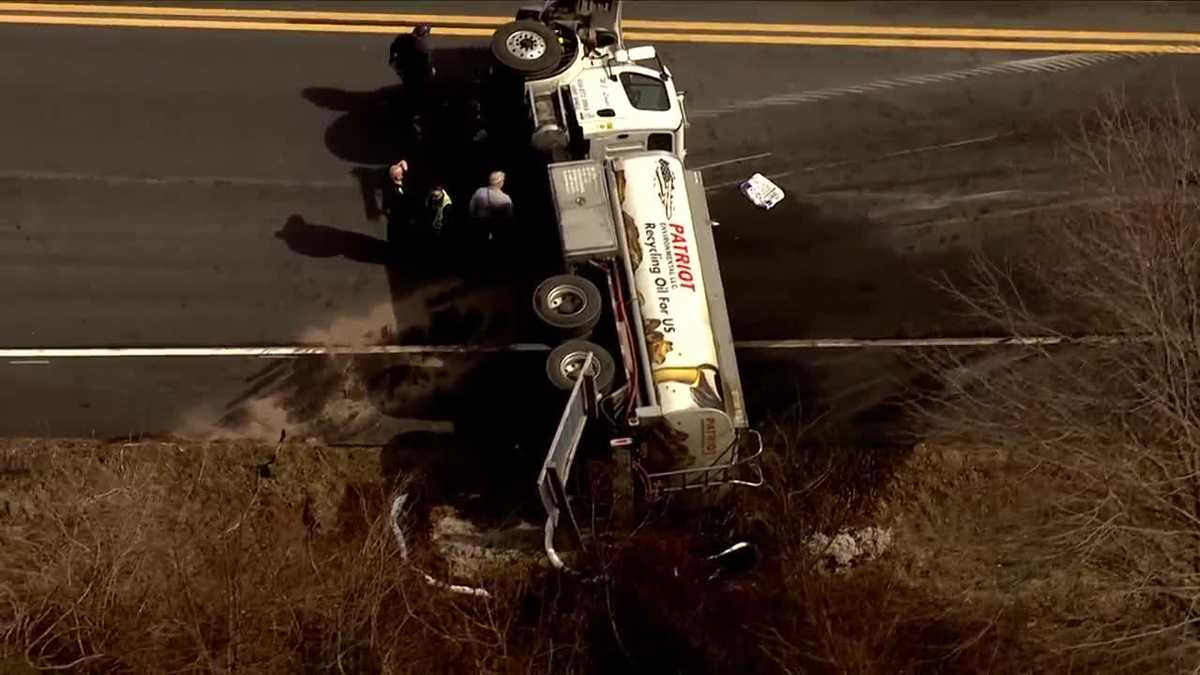 Oil tanker overturned on Route 27 in Mount Airy