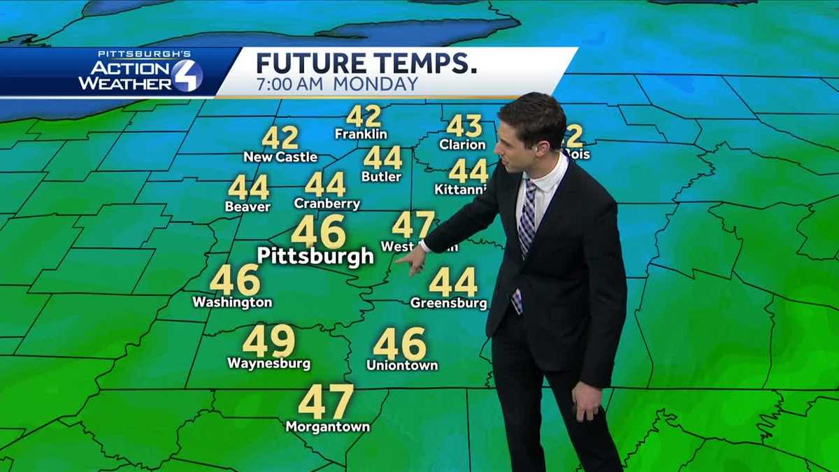 Cool temperatures overnight; chilly start Monday with lows in mid 40s