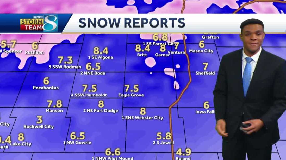 Here's a look at the latest snowfall reports across Iowa