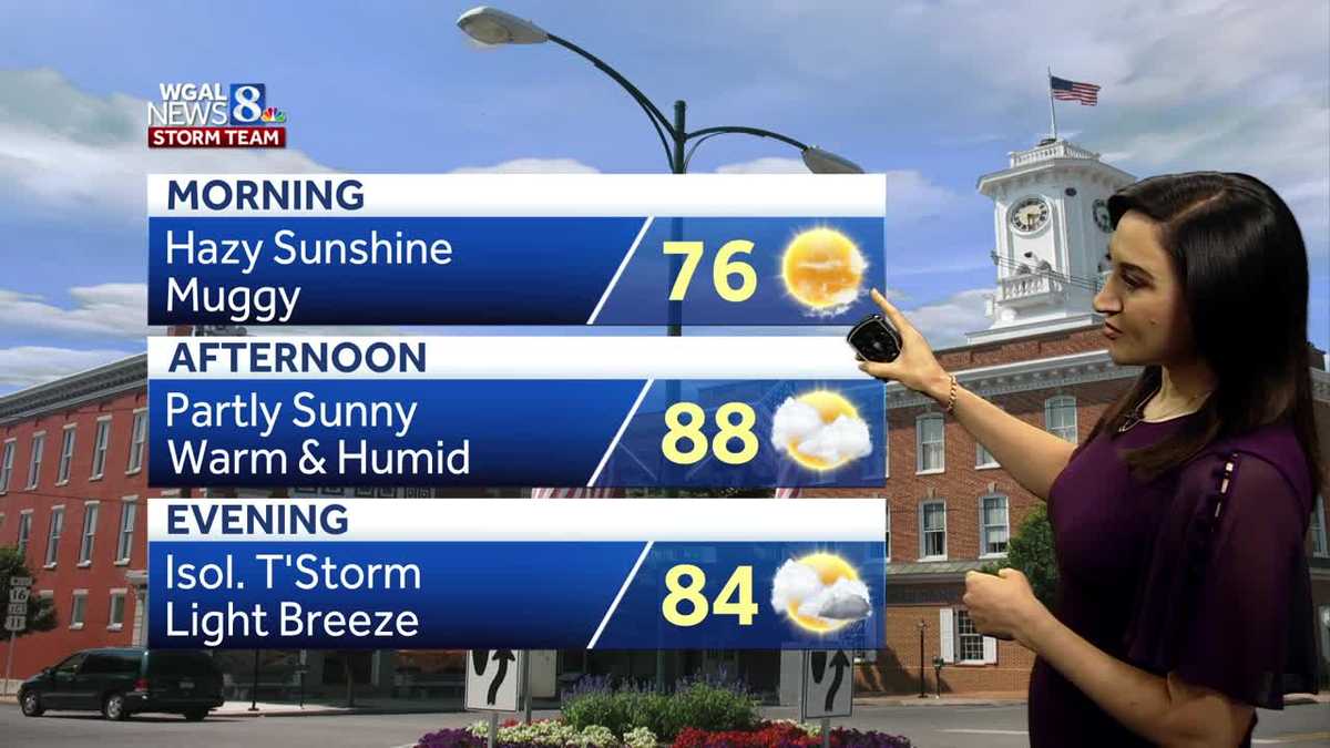 Warm and humid, isolated evening thunderstorm in southcentral Pennsylvania