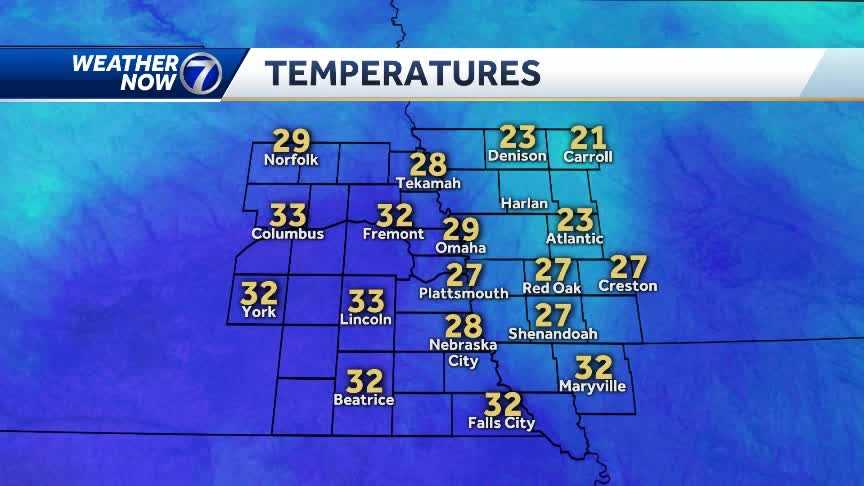 Temperatures in the 20s and 30s Friday afternoon