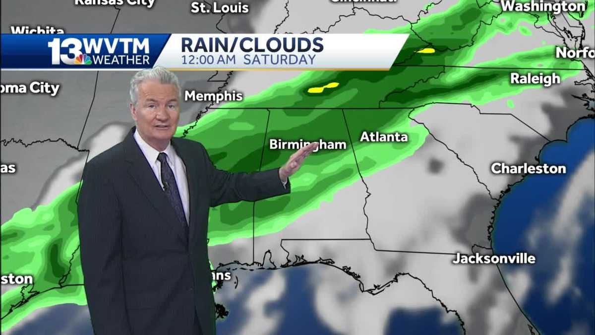 Widespread rain Friday, showers over the weekend in central Alabama