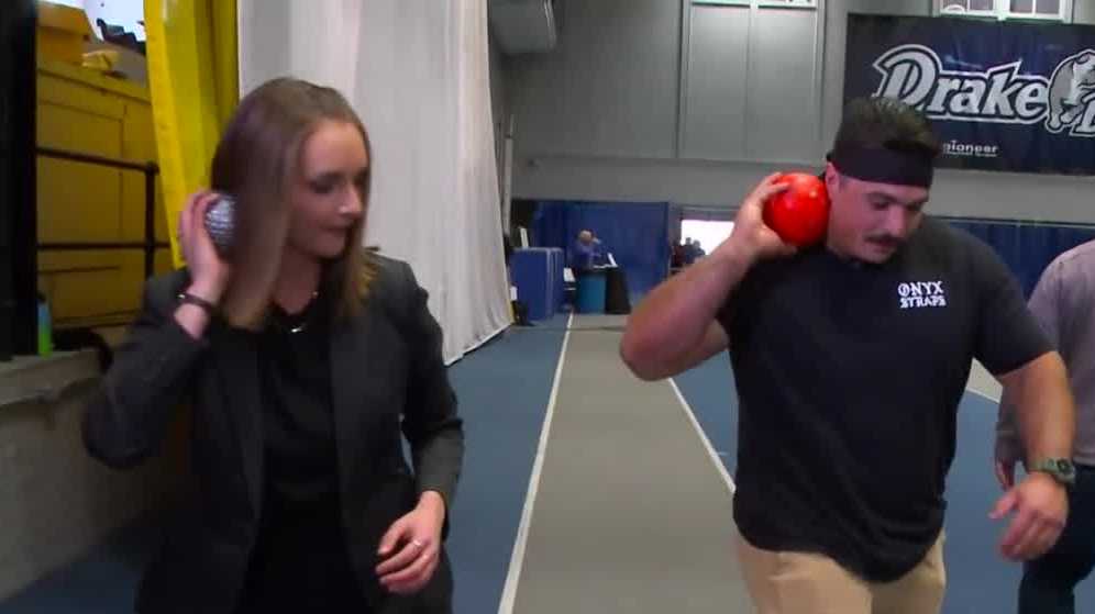 Worldranked thrower Nick Panzio shows how to throw a shot put