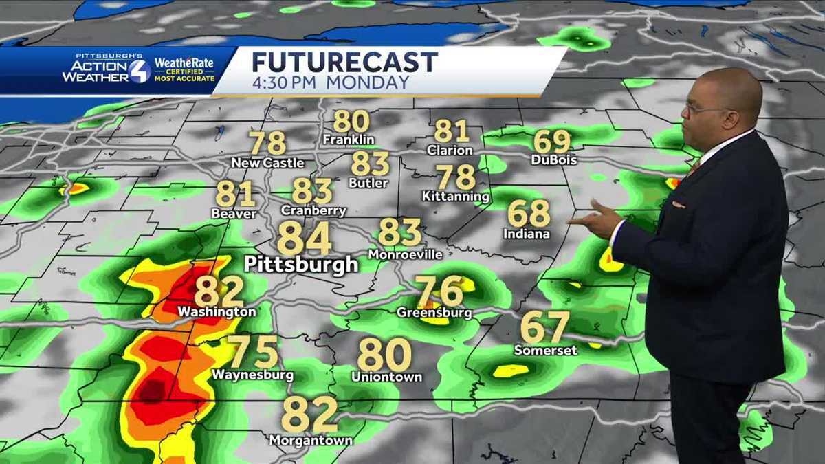 Scattered showers and storms Monday evening
