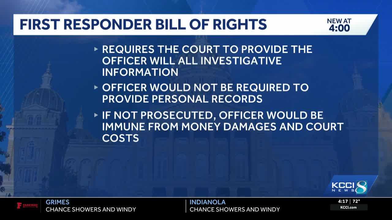 Iowa House tables first responder bill of rights