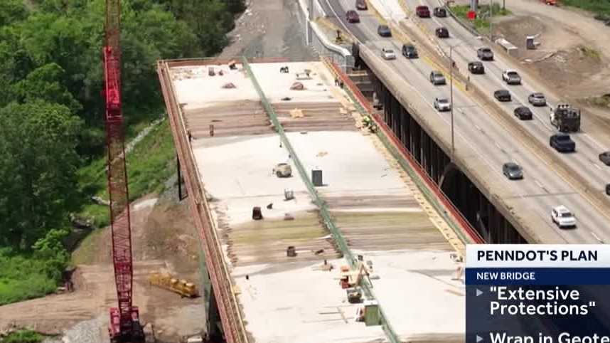 How will PennDOT protect the new bridge while the old one is being demolished?