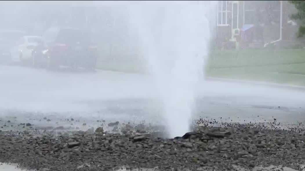 Dundalk water main break gushes live on WBAL-TV 11 News