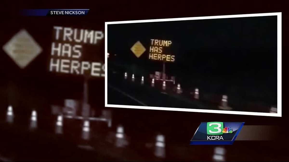 Hacked Caltrans sign targets President Trump