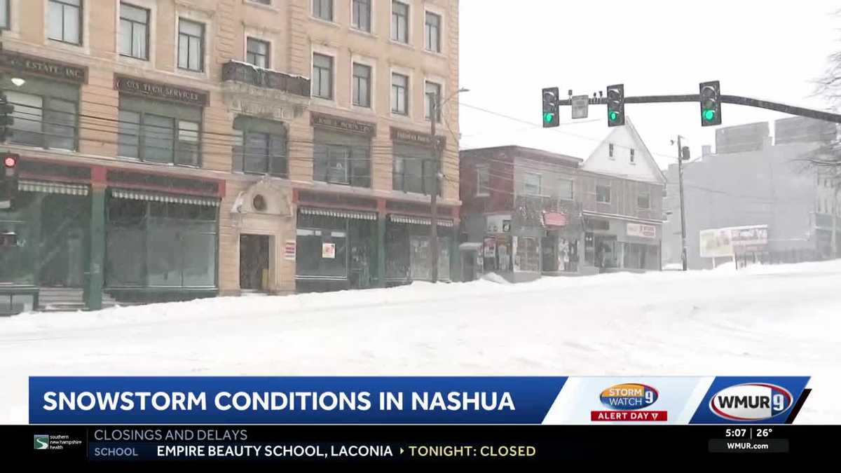 Gusty winds continue as snowfall tapers off across southern New Hampshire