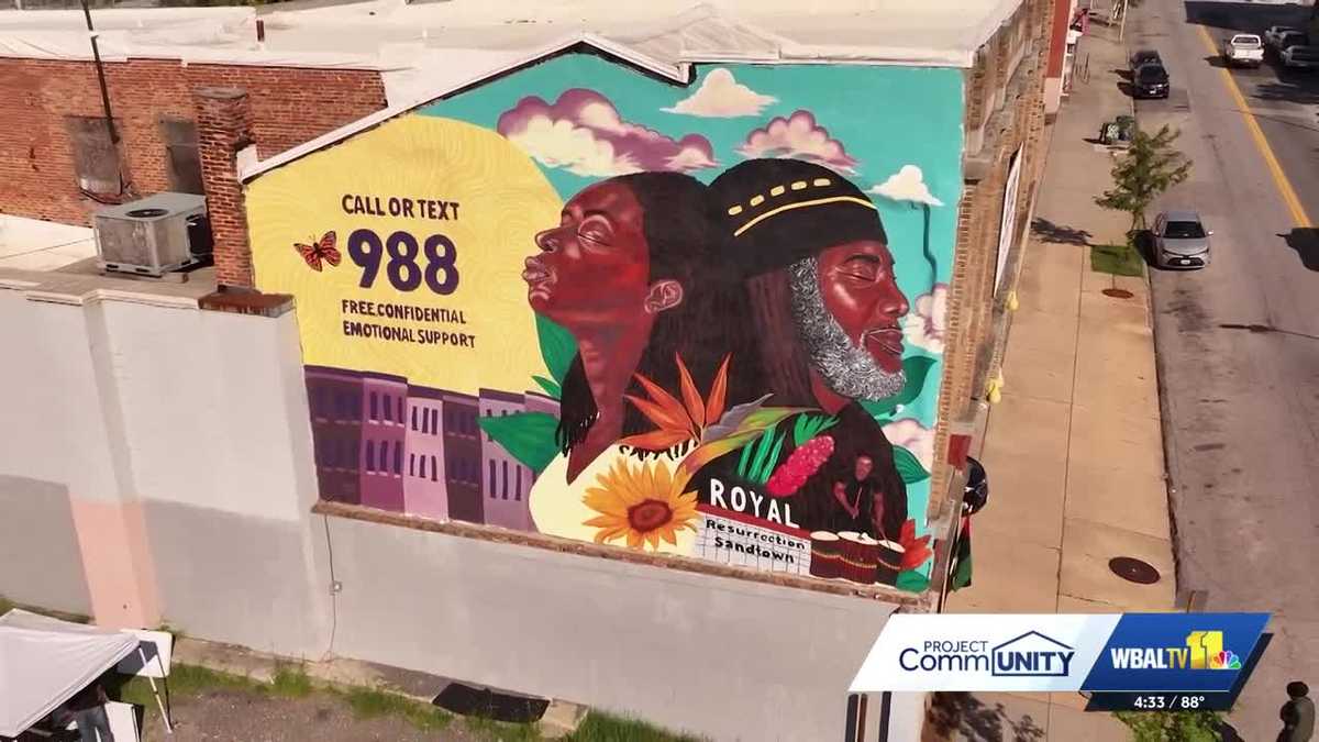 West Baltimore mural pushes 988 helpline after Penn-North overdose event