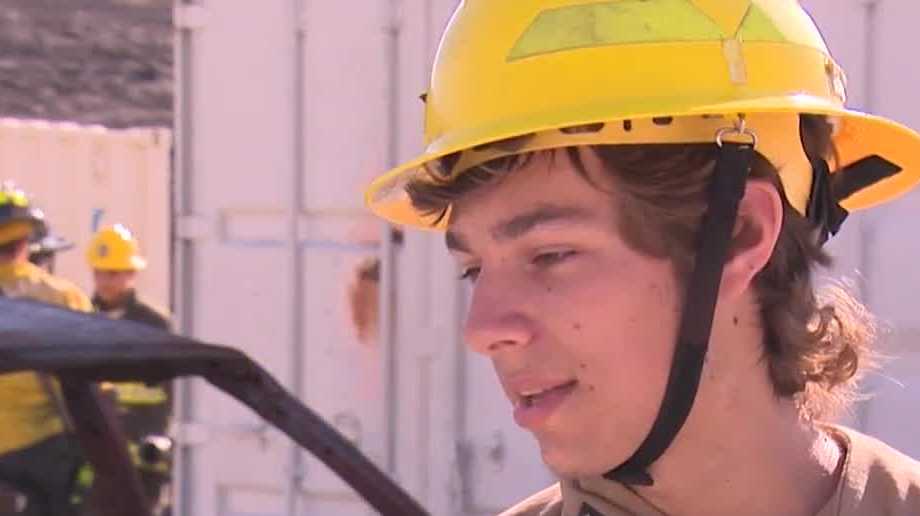 Teen learns at Yocha Dehe youth fire academy in Yolo County
