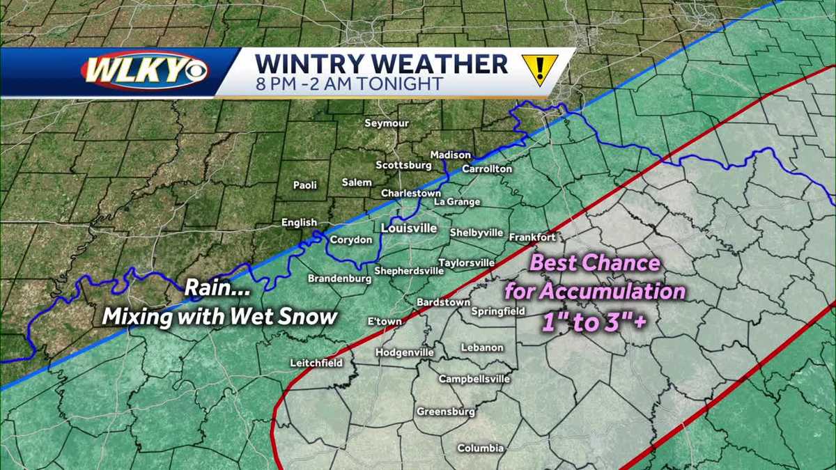 Rain and snow chances in viewing area Monday night