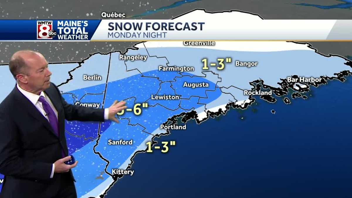 Several inches of snow expected to hit Maine Monday night