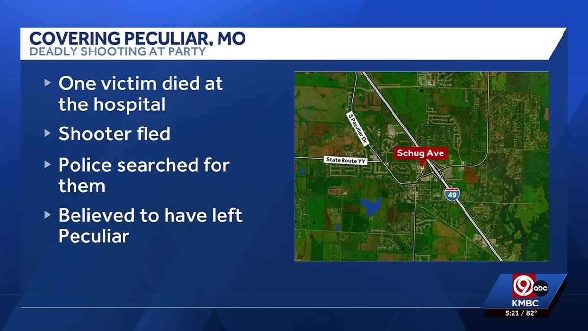 1 dead after shooting at party in Peculiar, Missouri, suspect at large