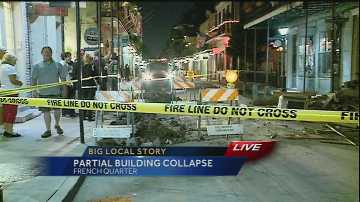 Partial building collapse shuts down portion of Royal Street.