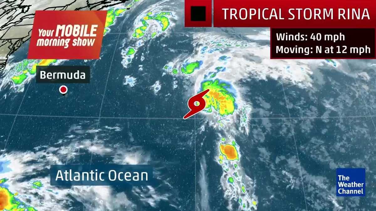 Tropical Storm Rina moves north in the Atlantic