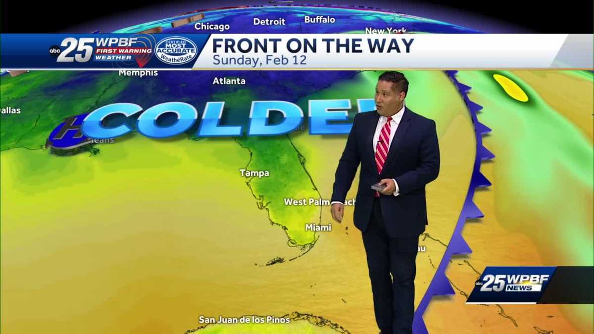 Cold front on the way to Palm Beaches and Treasure Coast
