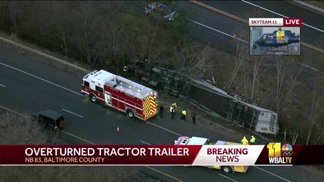 Tractor-trailer overturns on Interstate 83 in Parkton - Vimarsana News