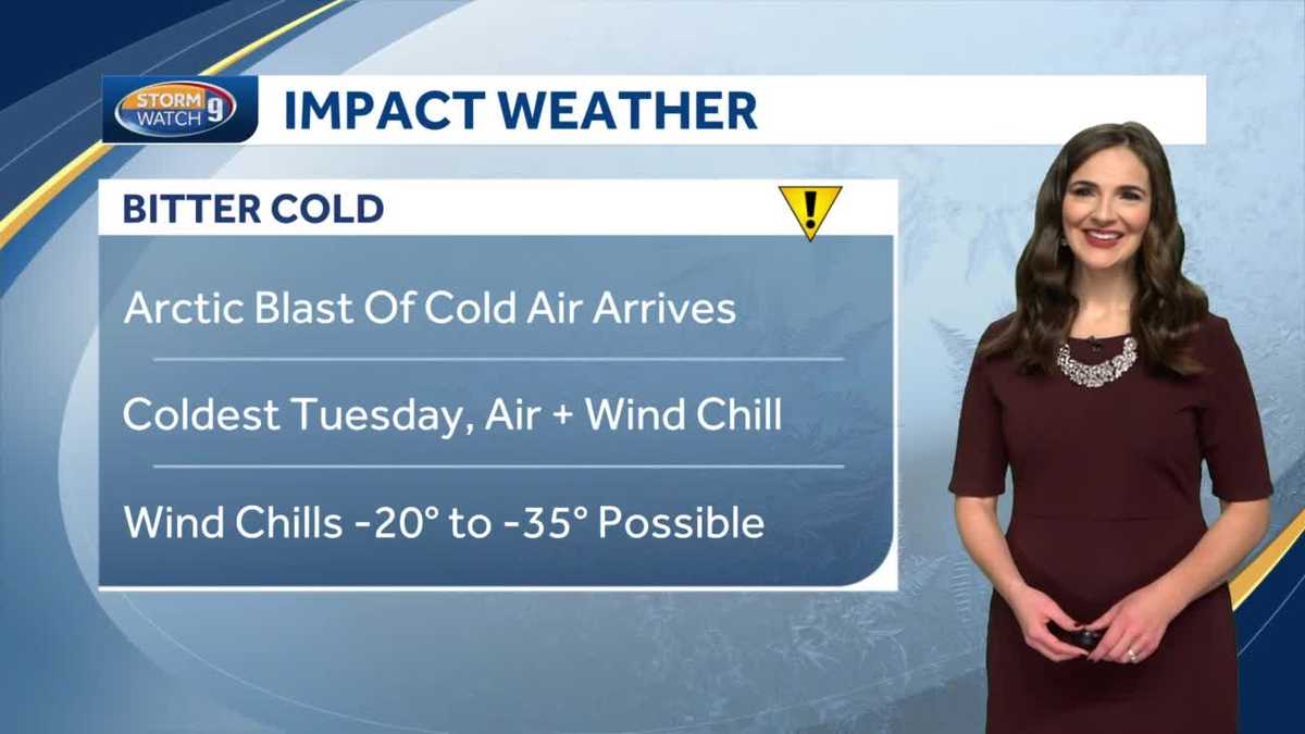 Bright sunny Monday before cold arctic air moves in Tuesday